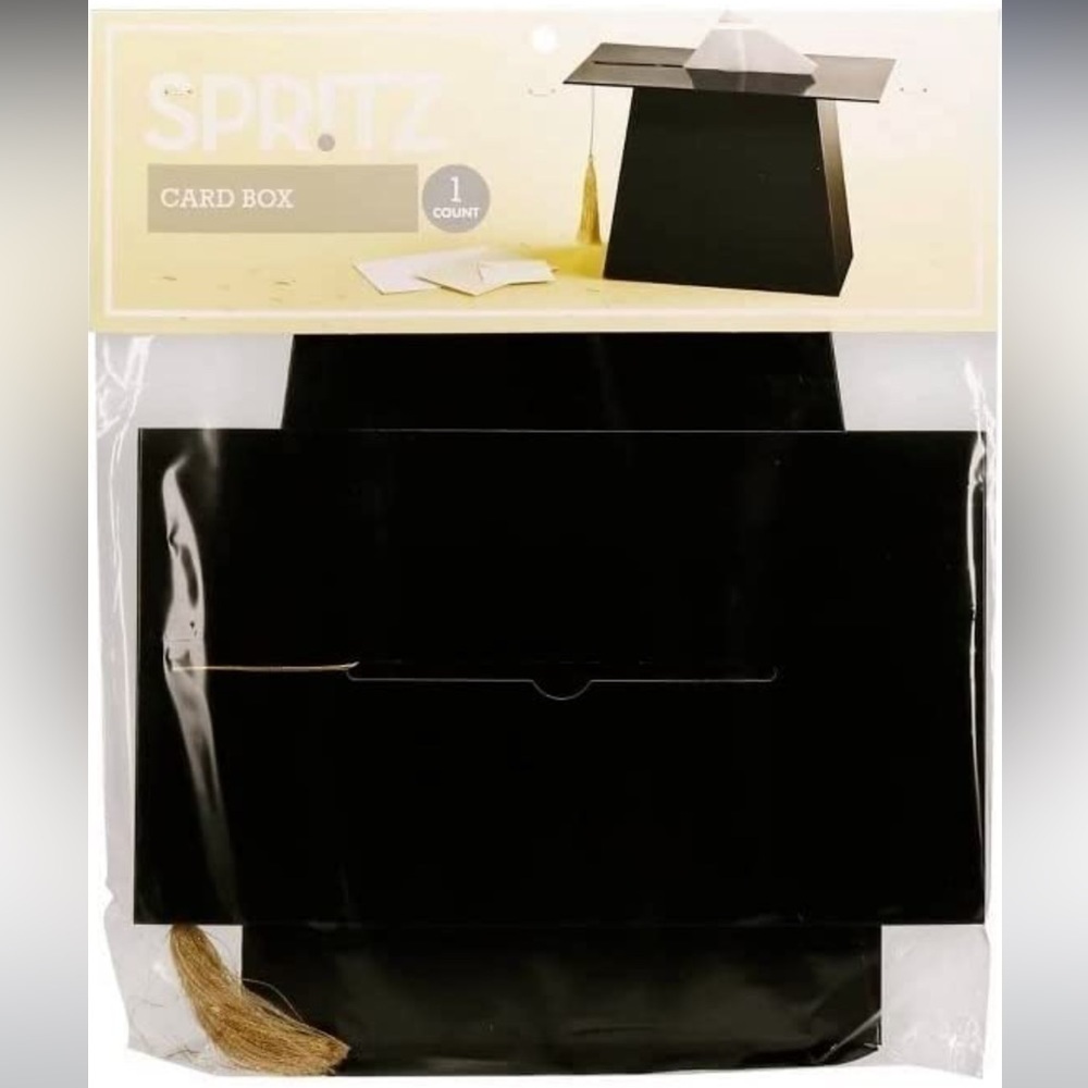 Graduation Card Holder Shaped As A Black Graduation Cap With Yellow Gold Tassel